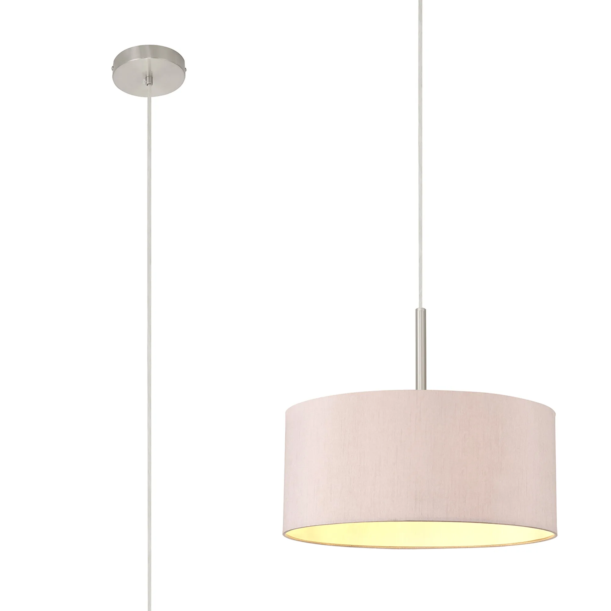 DK0289  Baymont 40cm Pendant 1 Light Satin Nickel, Taupe/Halo Gold